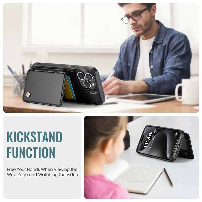 For Iphone 15 Business Magnetic Style Rfid Leather Phone Case