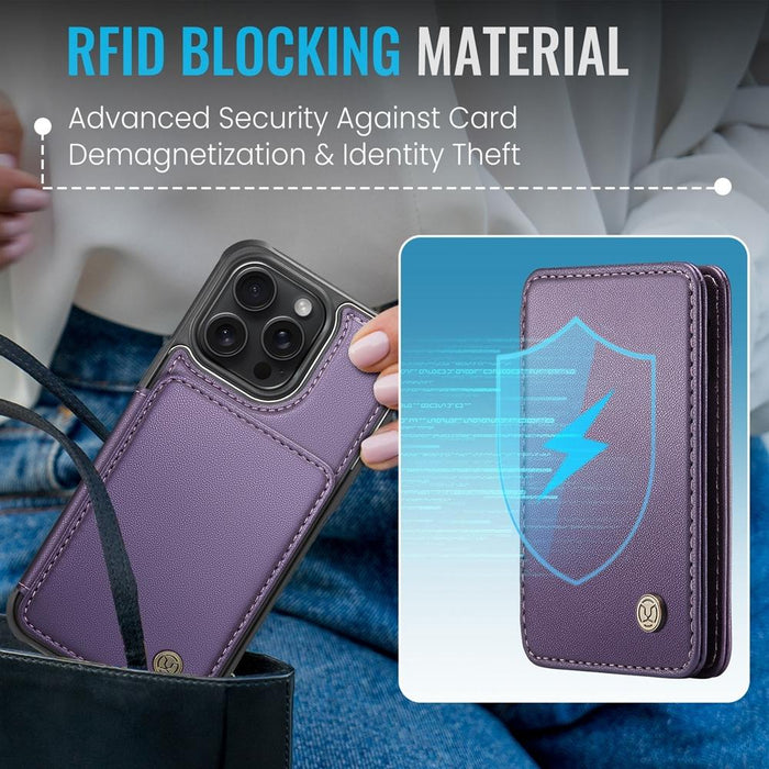 For Iphone 15 Business Magnetic Style Rfid Leather Phone Case