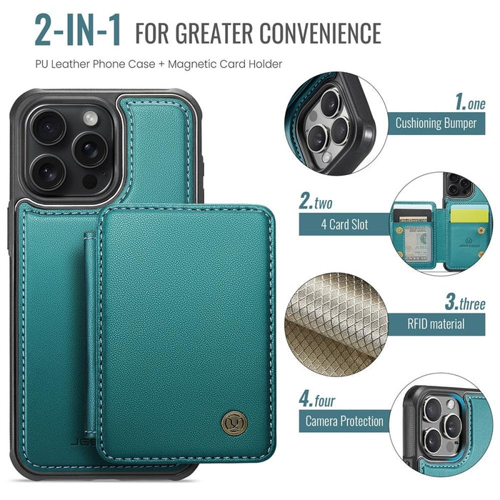 For Iphone 15 Business Magnetic Style Rfid Leather Phone Case