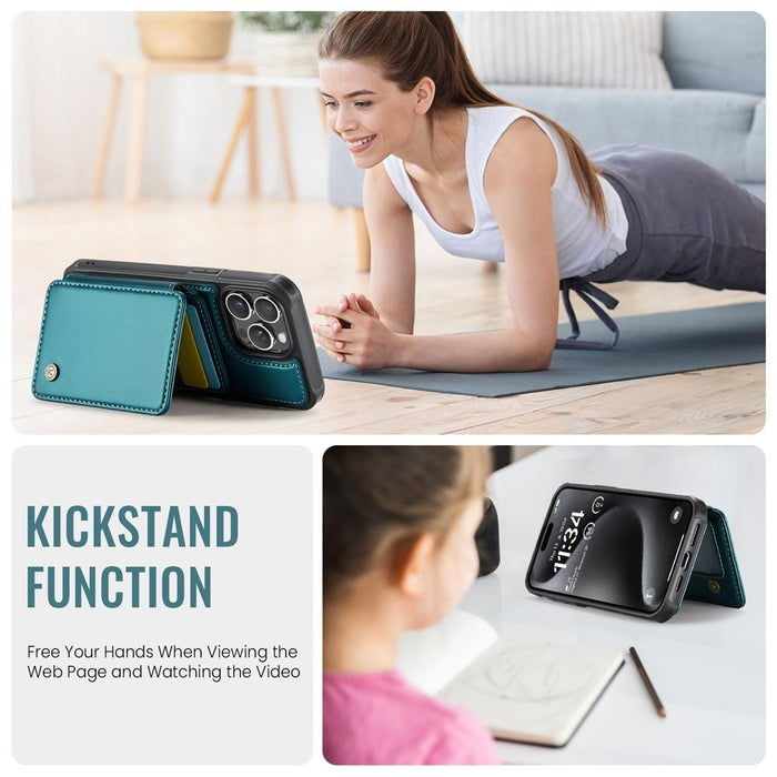 For Iphone 15 Business Magnetic Style Rfid Leather Phone Case