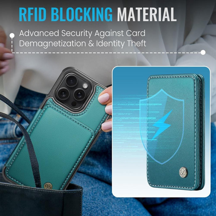 For Iphone 15 Business Magnetic Style Rfid Leather Phone Case
