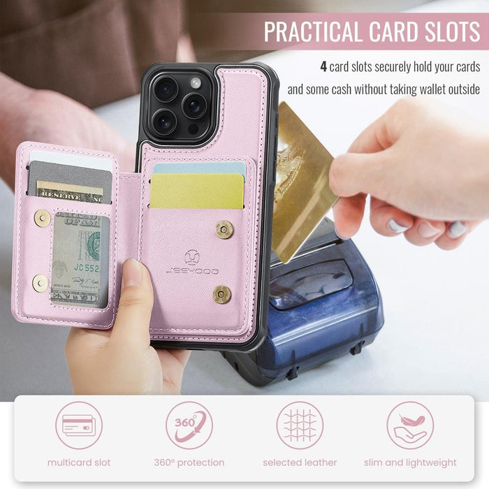 For Iphone 15 Business Magnetic Style Rfid Leather Phone Case