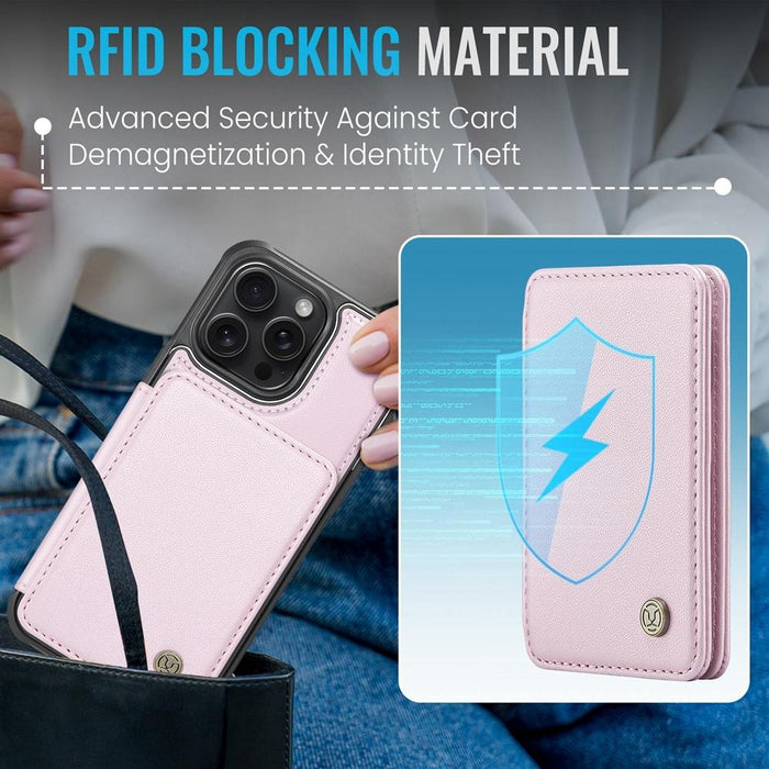 For Iphone 15 Business Magnetic Style Rfid Leather Phone Case