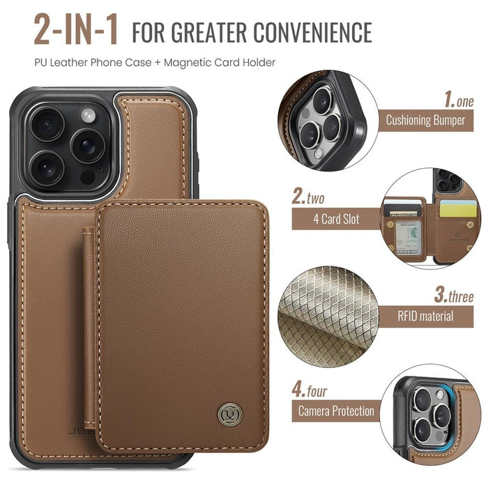 For Iphone 15 Business Magnetic Style Rfid Leather Phone Case