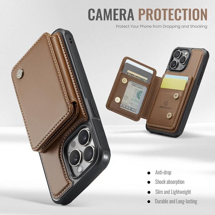For Iphone 15 Business Magnetic Style Rfid Leather Phone Case