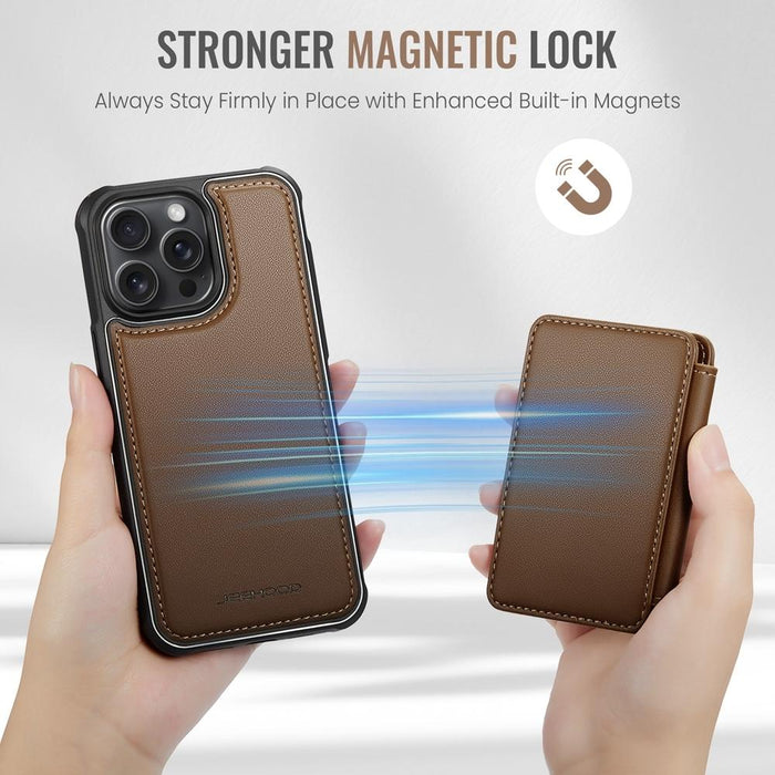 For Iphone 15 Business Magnetic Style Rfid Leather Phone Case