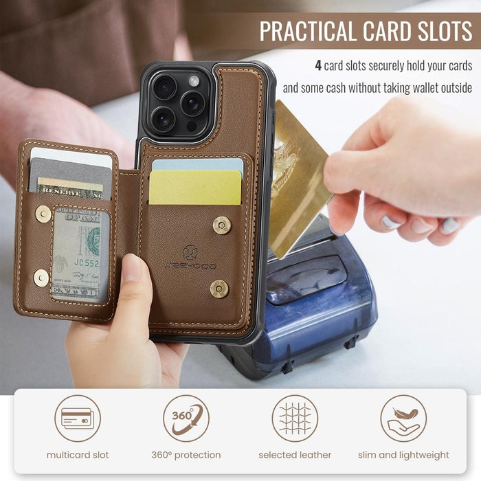 For Iphone 15 Business Magnetic Style Rfid Leather Phone Case