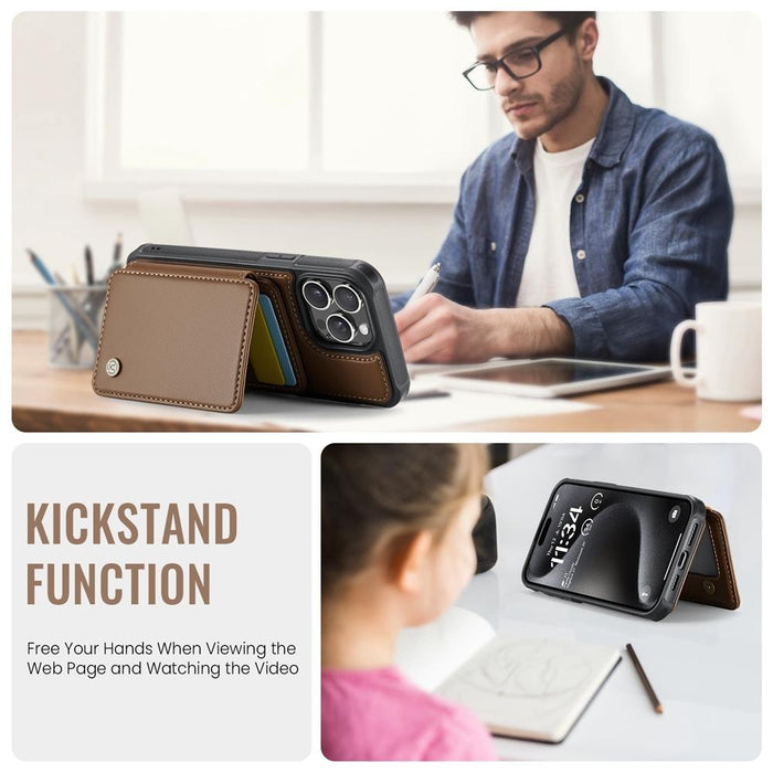 For Iphone 15 Business Magnetic Style Rfid Leather Phone Case