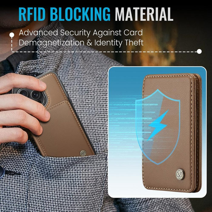 For Iphone 15 Business Magnetic Style Rfid Leather Phone Case