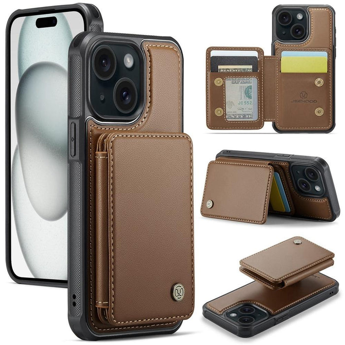 For Iphone 15 Business Magnetic Style Rfid Leather Phone Case