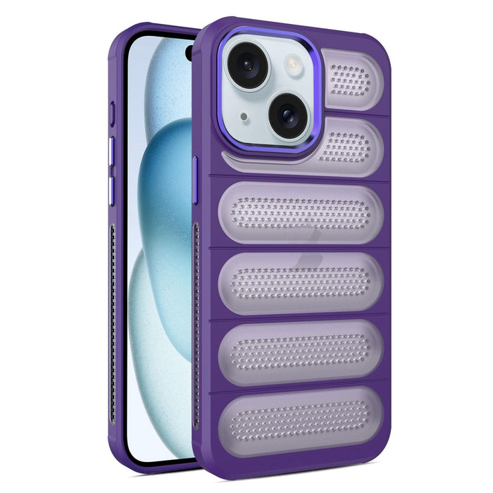 For Iphone 15 Cooling Armor Translucent Mesh Breathable Phone Case