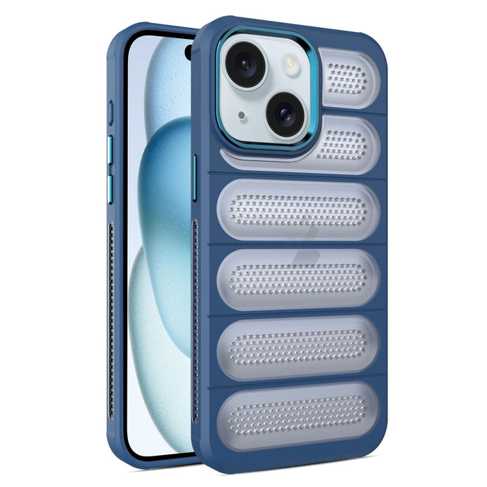 For Iphone 15 Cooling Armor Translucent Mesh Breathable Phone Case