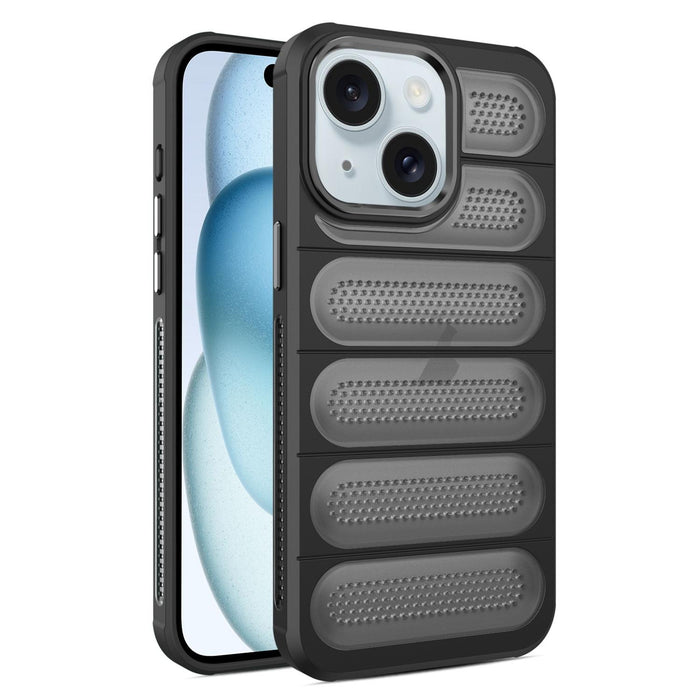 For Iphone 15 Cooling Armor Translucent Mesh Breathable Phone Case