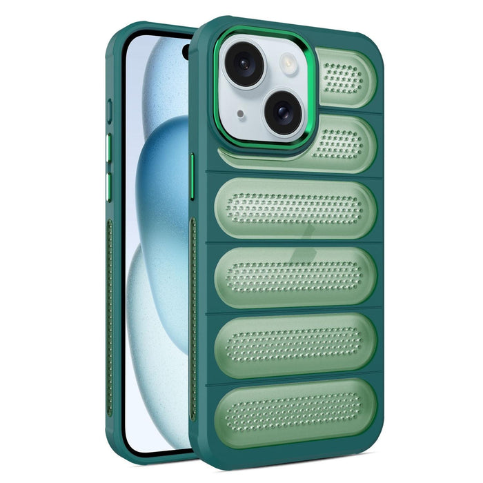 For Iphone 15 Cooling Armor Translucent Mesh Breathable Phone Case
