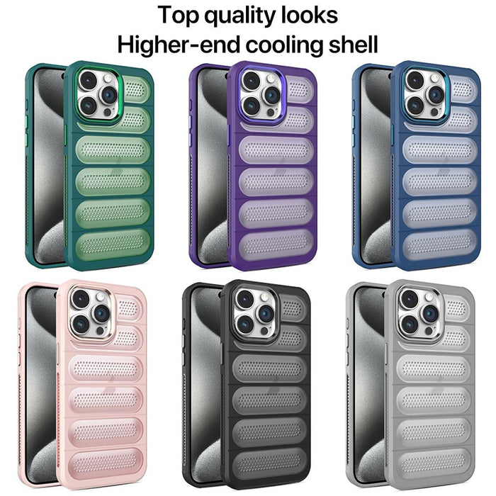 For Iphone 15 Cooling Armor Translucent Mesh Breathable Phone Case