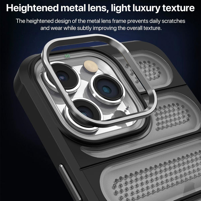 For Iphone 15 Cooling Armor Translucent Mesh Breathable Phone Case