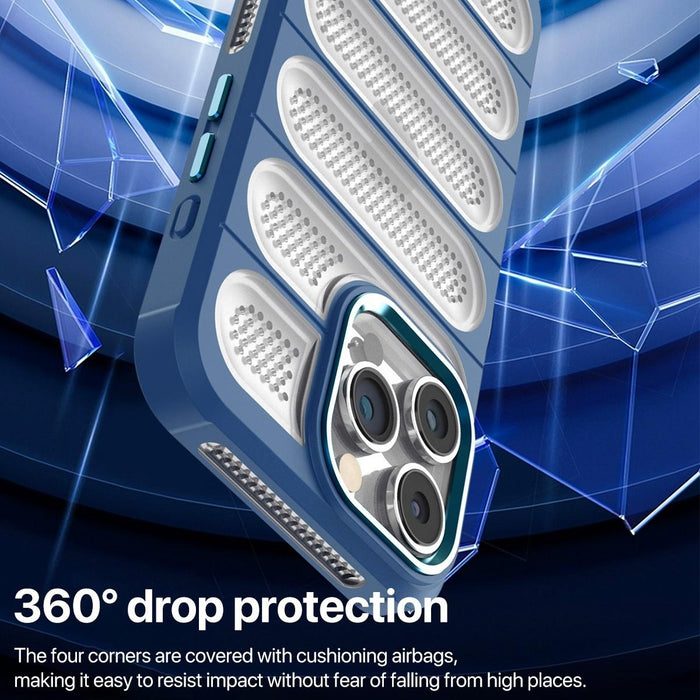 For Iphone 15 Cooling Armor Translucent Mesh Breathable Phone Case