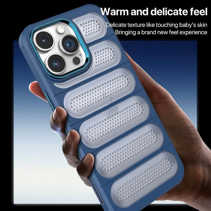 For Iphone 15 Cooling Armor Translucent Mesh Breathable Phone Case