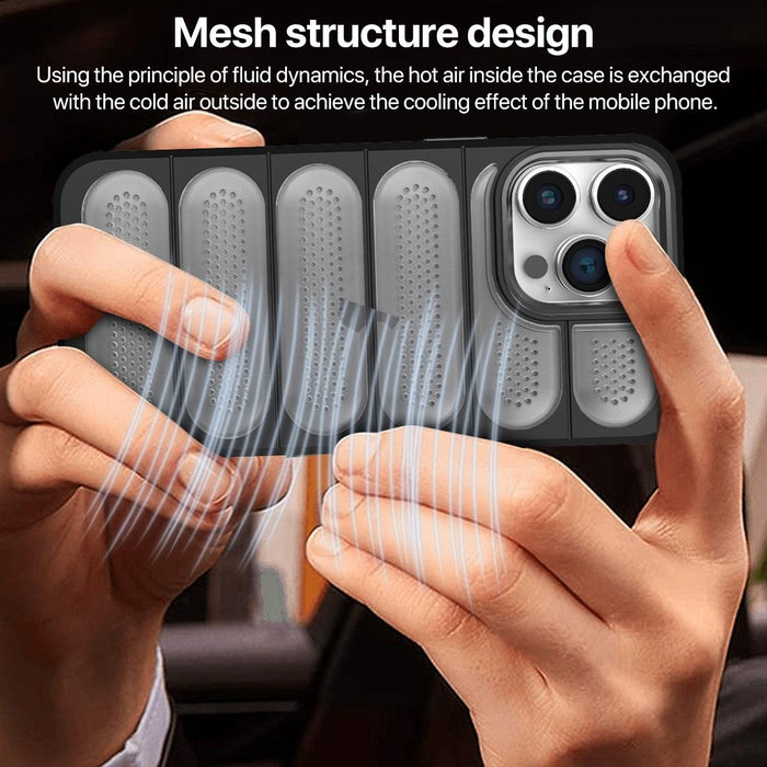 For Iphone 15 Cooling Armor Translucent Mesh Breathable Phone Case