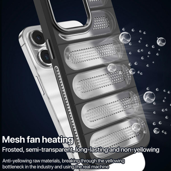 For Iphone 15 Cooling Armor Translucent Mesh Breathable Phone Case