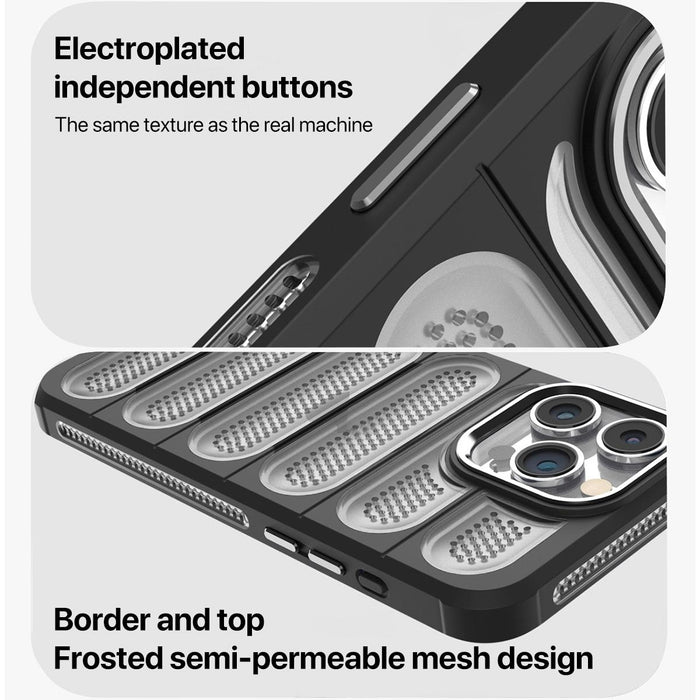 For Iphone 15 Cooling Armor Translucent Mesh Breathable Phone Case