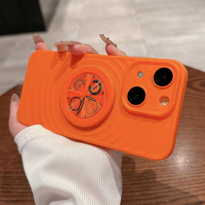 For Iphone 15 Wave Texture Pc Shockproof Phone Case With Holder