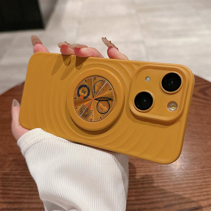 For Iphone 15 Wave Texture Pc Shockproof Phone Case With Holder