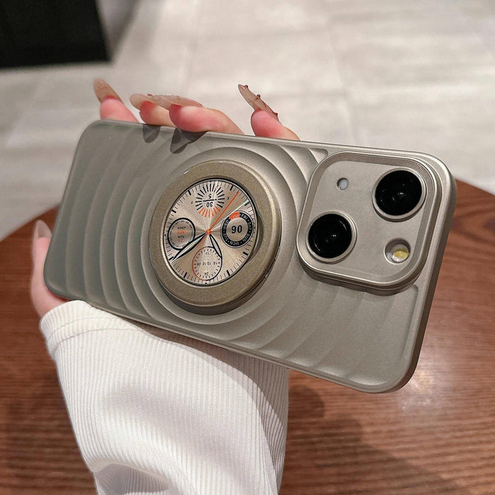 For Iphone 15 Wave Texture Pc Shockproof Phone Case With Holder