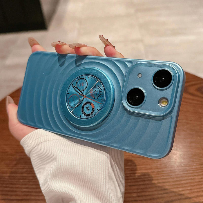 For Iphone 15 Wave Texture Pc Shockproof Phone Case With Holder