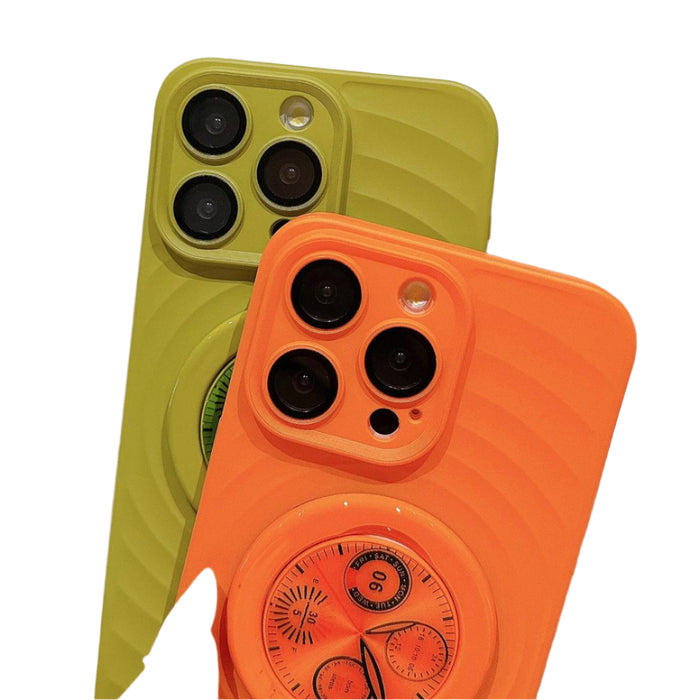 For Iphone 15 Wave Texture Pc Shockproof Phone Case With Holder