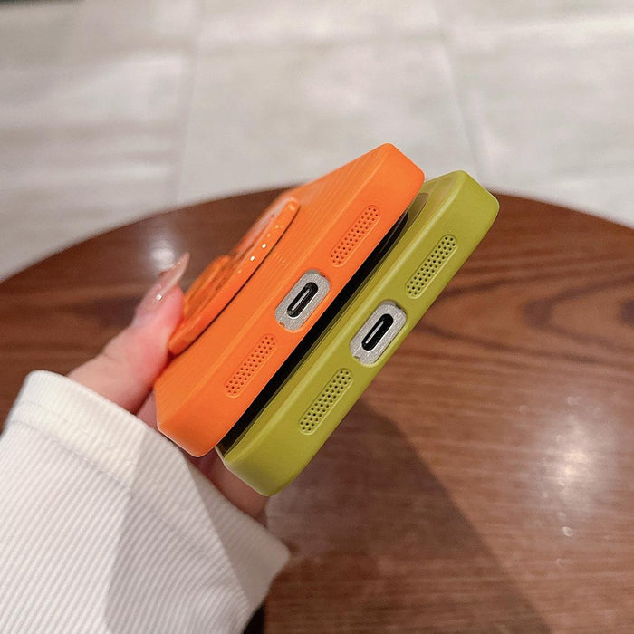 For Iphone 15 Wave Texture Pc Shockproof Phone Case With Holder