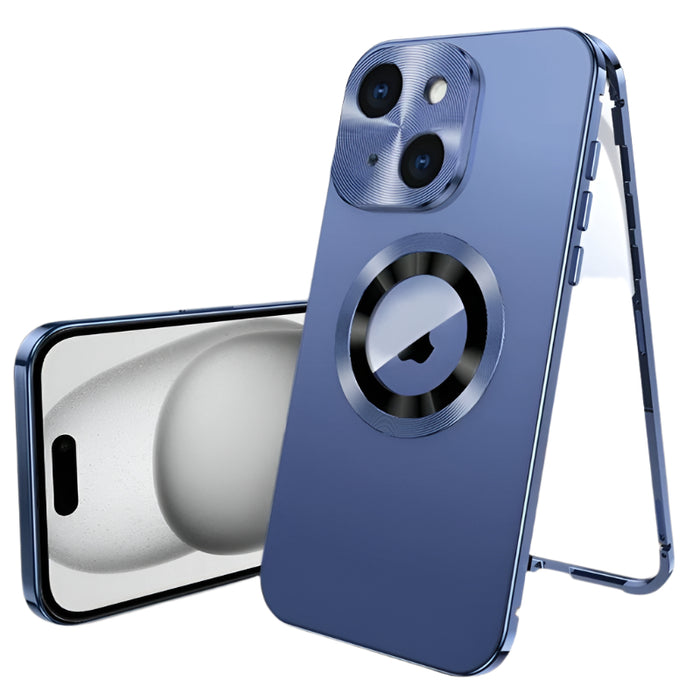 For Iphone 15 Magnetic Hd Tempered Glass Phone Case