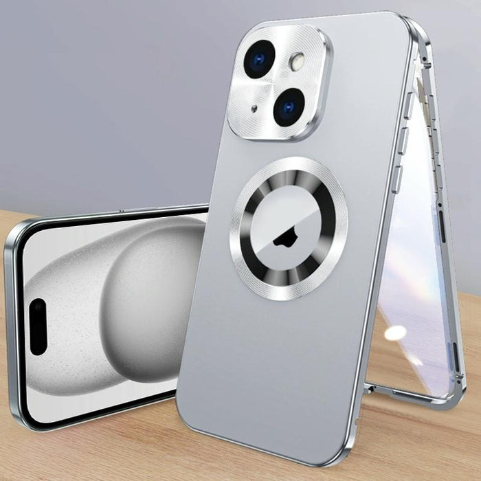 For Iphone 15 Magnetic Hd Tempered Glass Phone Case