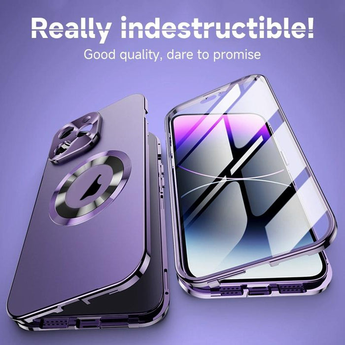For Iphone 15 Magnetic Hd Tempered Glass Phone Case
