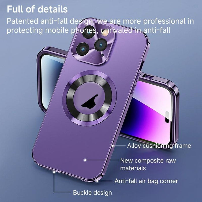 For Iphone 15 Magnetic Hd Tempered Glass Phone Case