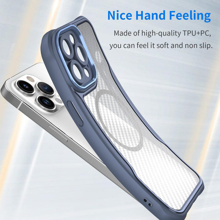For Iphone 15 Carbon Fiber Texture Magsafe Translucent Phone Case