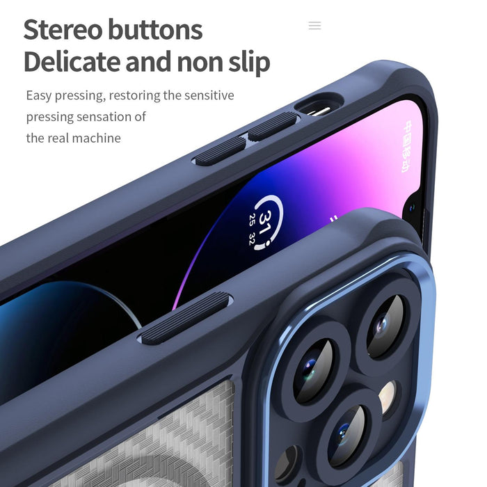 For Iphone 15 Carbon Fiber Texture Magsafe Translucent Phone Case