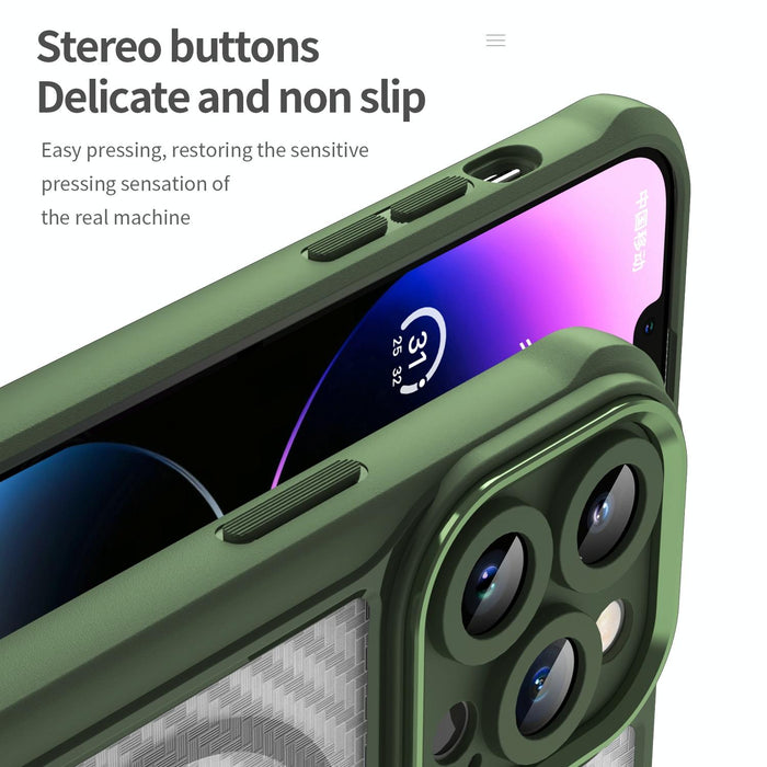 For Iphone 15 Carbon Fiber Texture Magsafe Translucent Phone Case