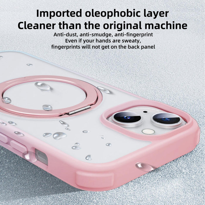For Iphone 15 Magsafe Holder Pc Hybrid Tpu Phone Case