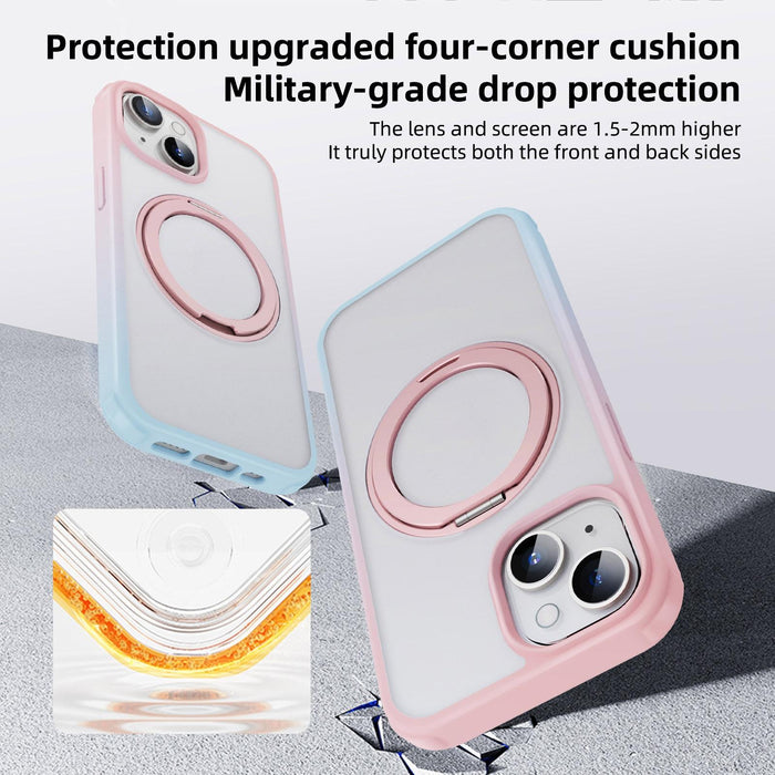 For Iphone 15 Magsafe Holder Pc Hybrid Tpu Phone Case