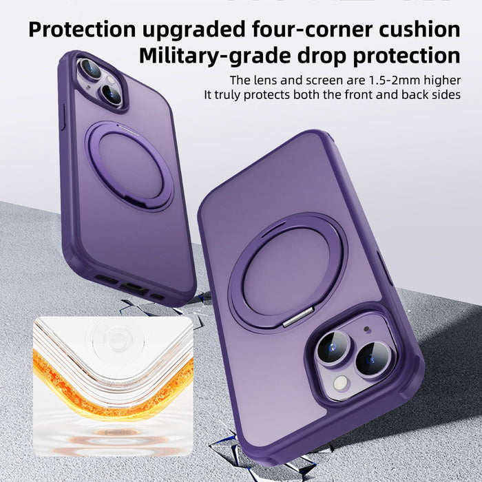 For Iphone 15 Magsafe Holder Pc Hybrid Tpu Phone Case