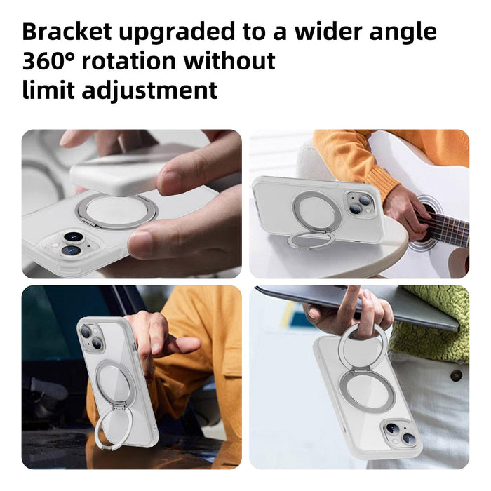 For Iphone 15 Magsafe Holder Pc Hybrid Tpu Phone Case