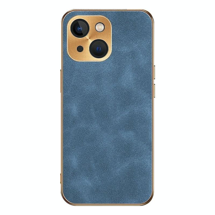 For Iphone 15 Electroplating Lambskin Leather Phone Case