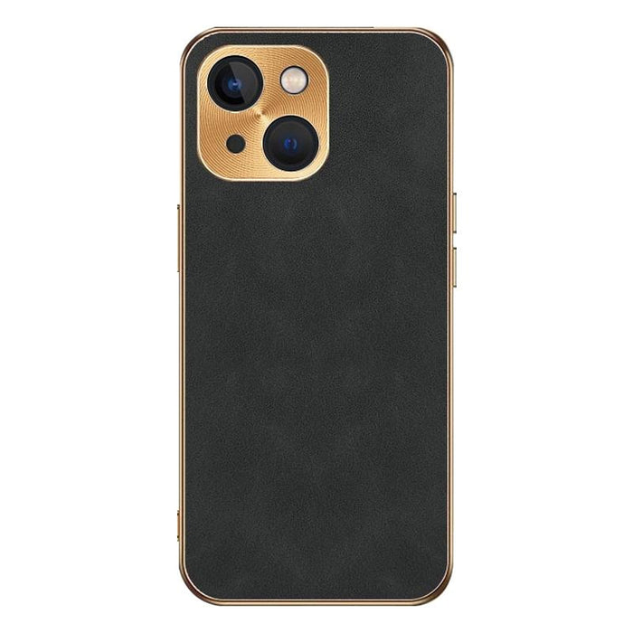 For Iphone 15 Electroplating Lambskin Leather Phone Case
