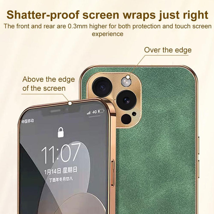 For Iphone 15 Electroplating Lambskin Leather Phone Case