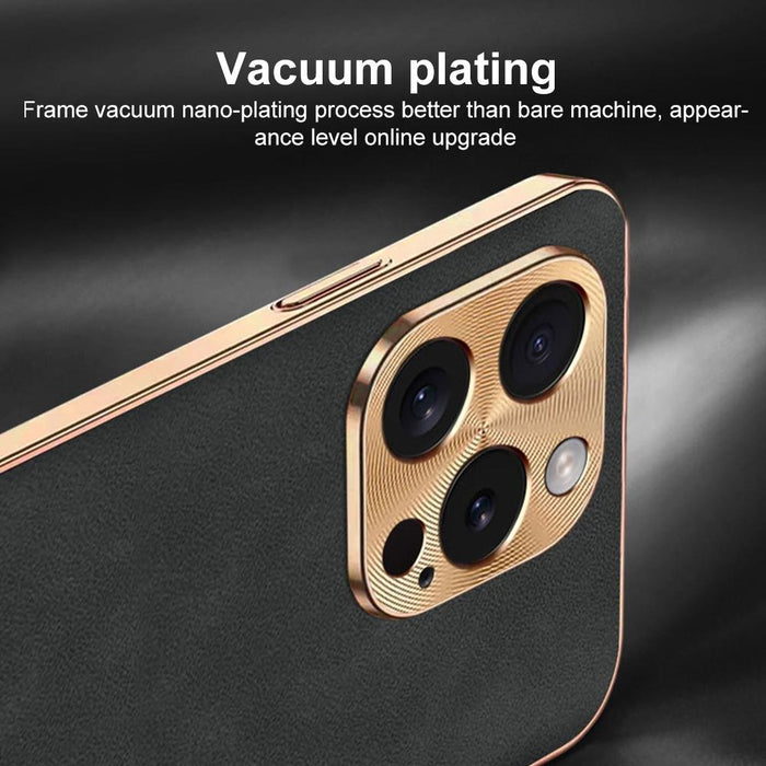 For Iphone 15 Electroplating Lambskin Leather Phone Case