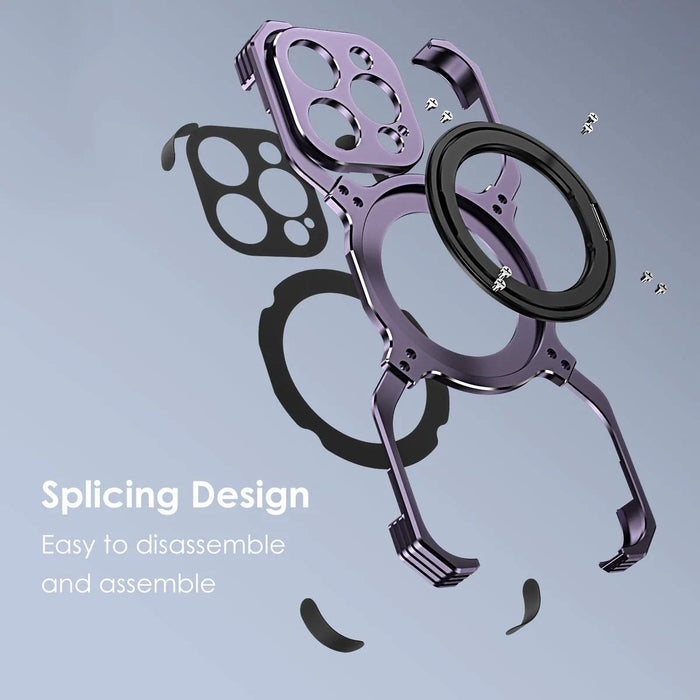 For Iphone 15 Mechanical Arm Borderless Magsafe Holder Metal Phone Case