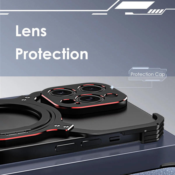 For Iphone 15 Mechanical Arm Borderless Magsafe Holder Metal Phone Case