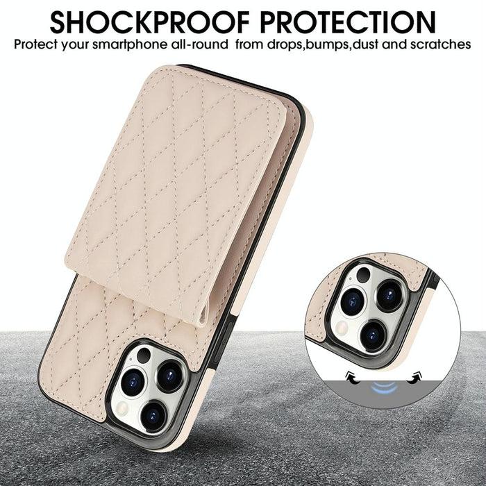 For Iphone 15 Crossbody Rhombic Card Bag RFID Phone Case