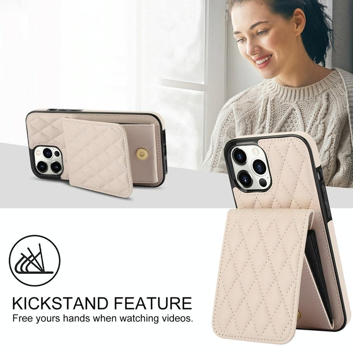 For Iphone 15 Crossbody Rhombic Card Bag RFID Phone Case